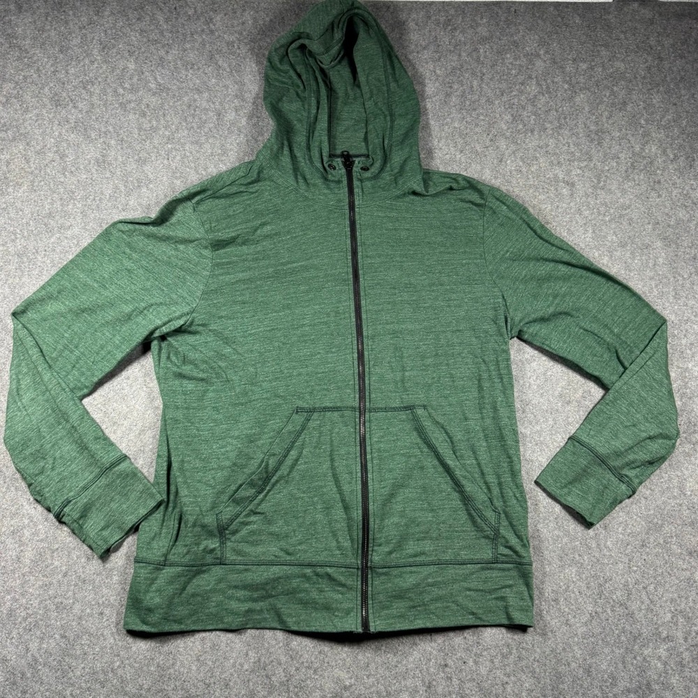 American Giant Mens XL Full Zip Hoodie Heather Green Made in USA Lightweight